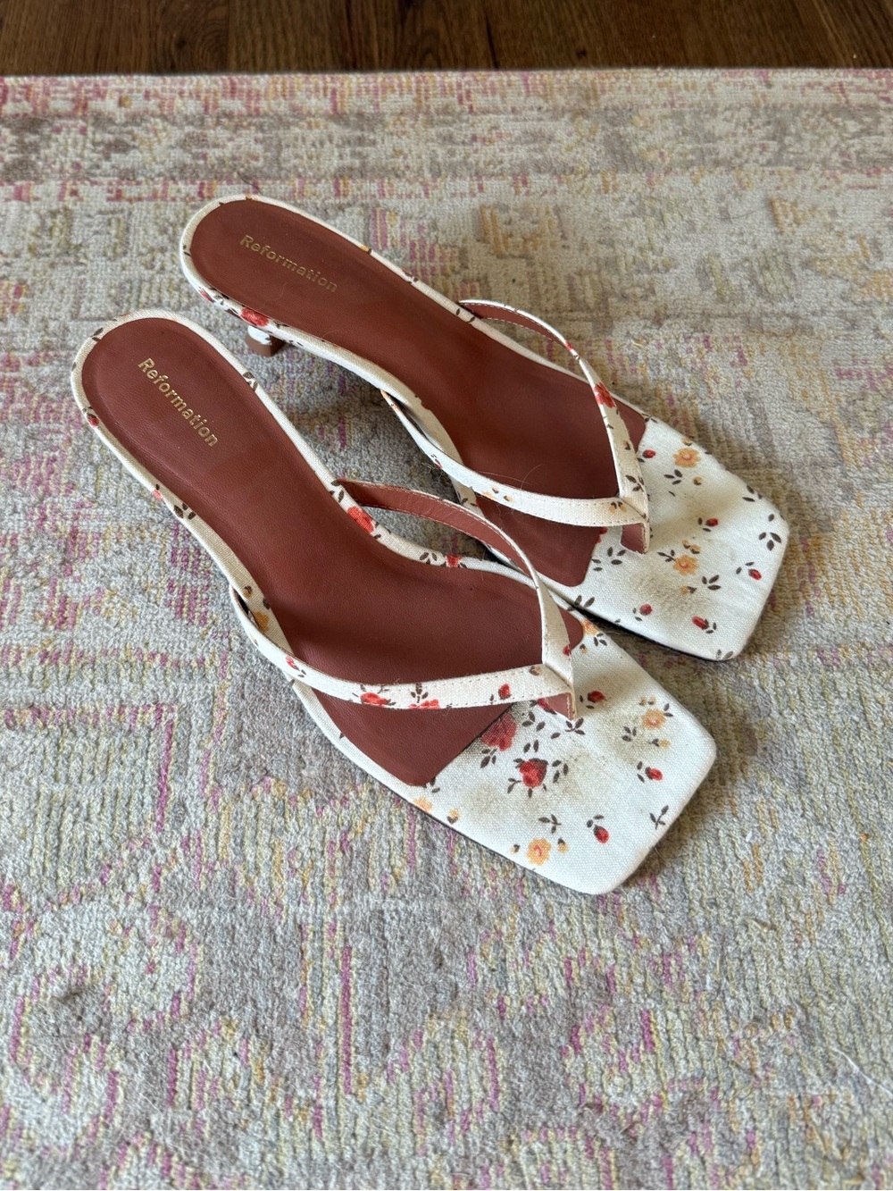 Reformation Simonetta square toe kitten heel